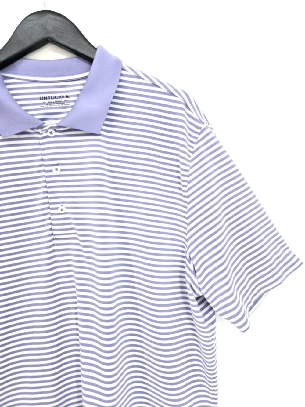 UNtuckit Periwinkle Blue White Pinstriped Golf Polo Shirt Men Size XXL - Picture 2 of 6